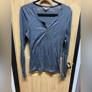 Womens BUCKLE BKE ribbed long sleeved button up tee GRAY